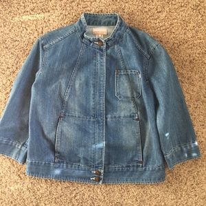 Vintage French Connection Blue Jean Jacket 3/4 Sleeves With Bronze FCUK Buttons